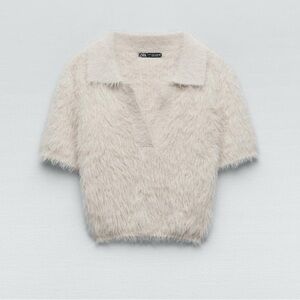 Zara Cream Fuzzy Women's Top